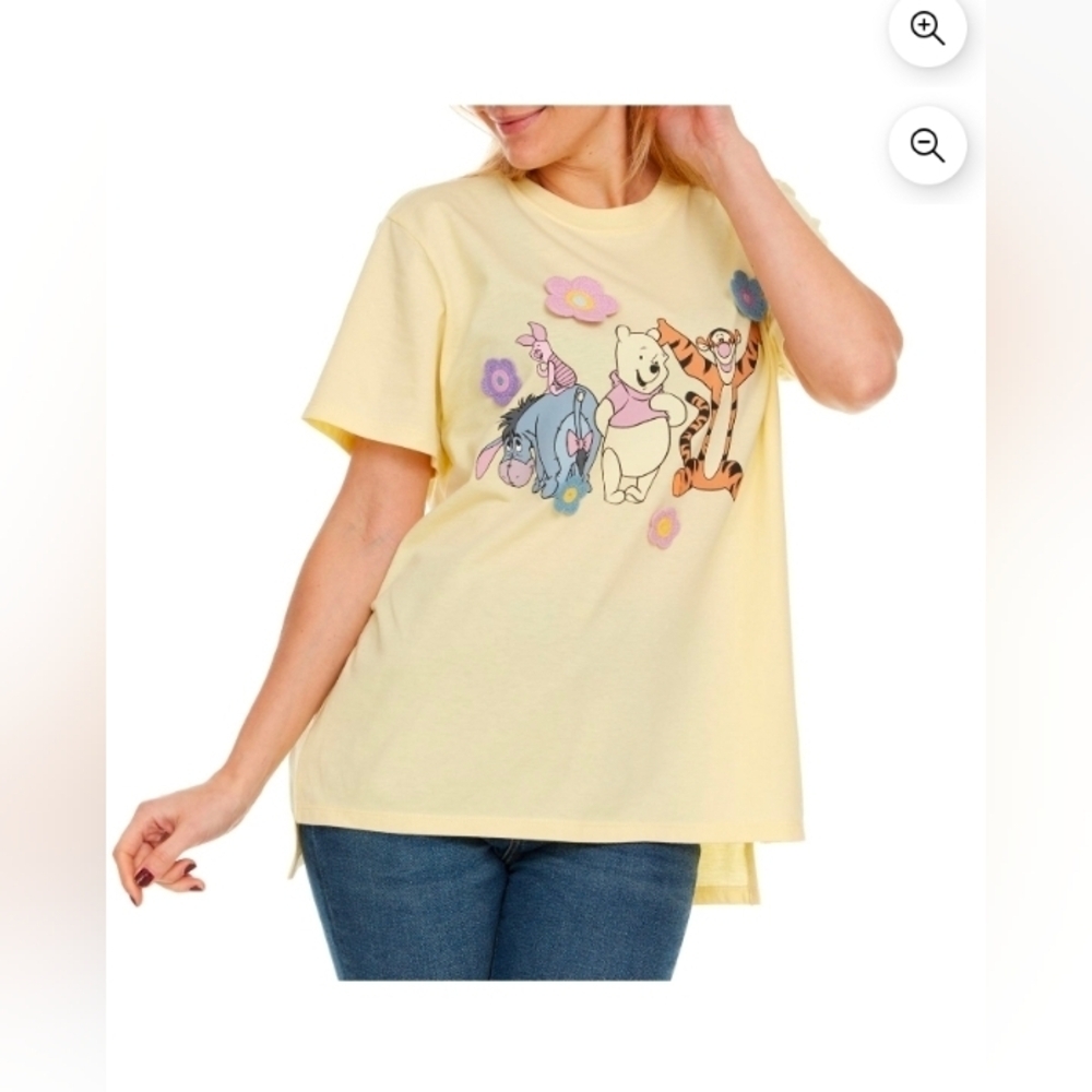 Disney Winnie The Pooh Women's Soft Short Sleeve Graphic Crochet Print